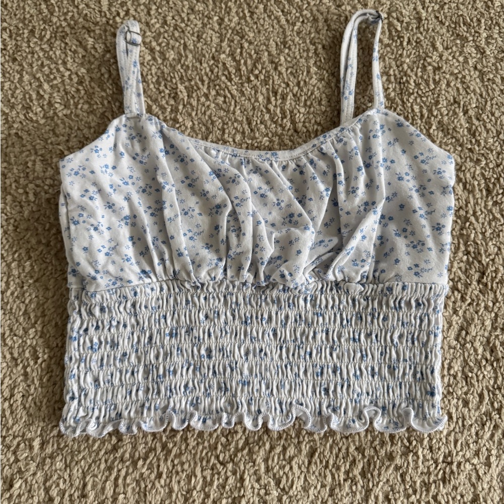 Hollister Floral Camisole in Blue and White